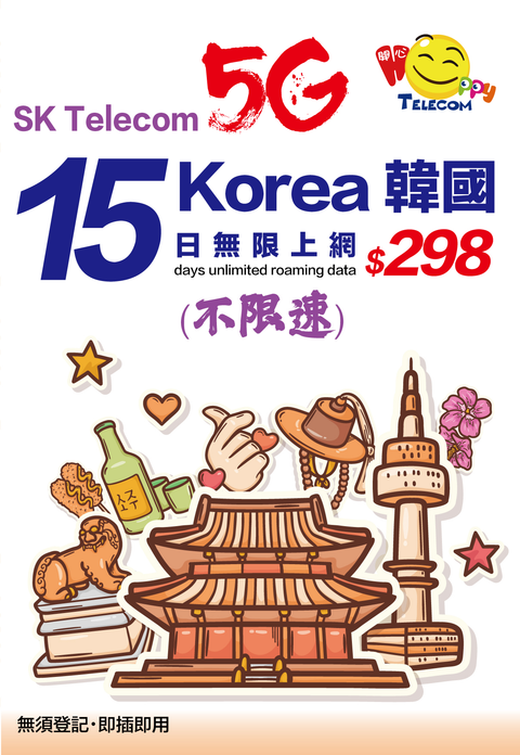 韓圖SKT 5G無限數據 (不限速)